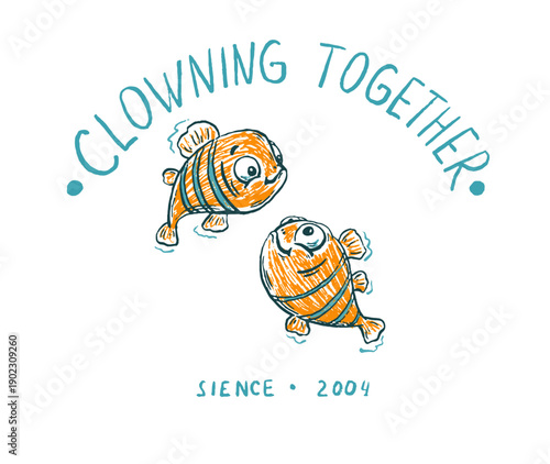 Cute clownfish duo. Clowning Togethe