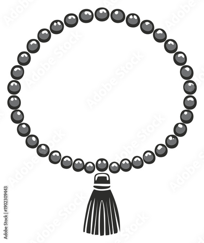 Vector illustration of a beaded necklace with a tassel pendant isolated