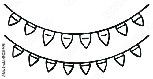 Simple Outline of Two Rows of Bunting Flags on a String