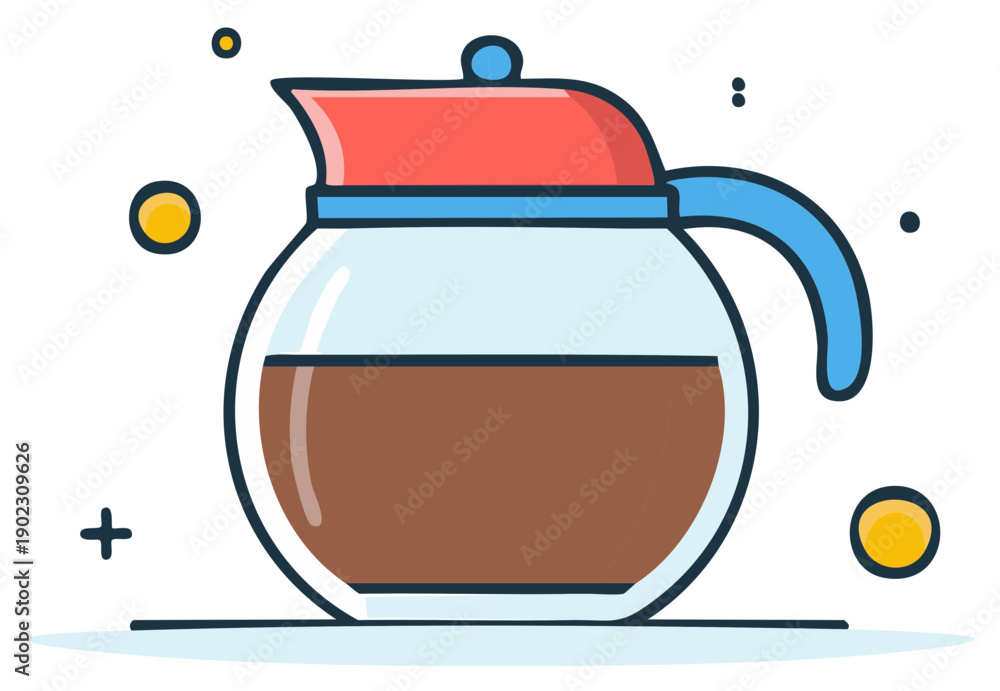 Obraz premium Colorful vector art of coffee pot filled with coffee isolated