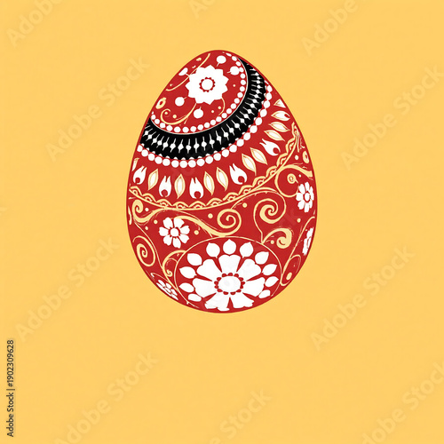 An elegant vector pysanka Easter egg with intricate patterns in the Slavic style.