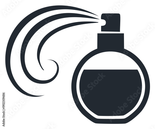 Elegant perfume spray bottle icon emitting a fragrant mist for beauty and personal care