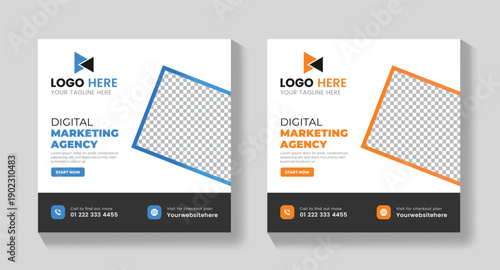 Creative Digital Strategy and Branding Template, Professional Online Marketing Services Flyer, instagram post, LinkedIn Post
