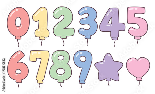 happy birthday pastel numbers balloons