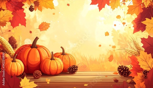 Autumn Harvest - Pumpkins, Leaves, and Warmth in a Festive Display.