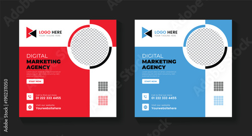 Creative Digital Strategy and Branding Template, Professional Online Marketing Services Flyer, instagram post, LinkedIn Post