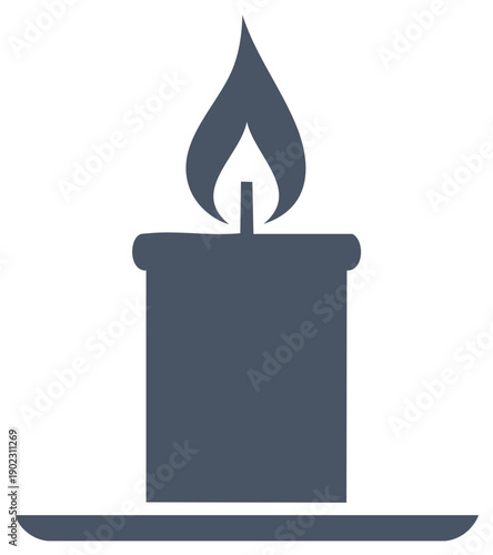 Classic Candle Silhouette Illuminating Gentle Flame on Holder in Serene Blue Shade