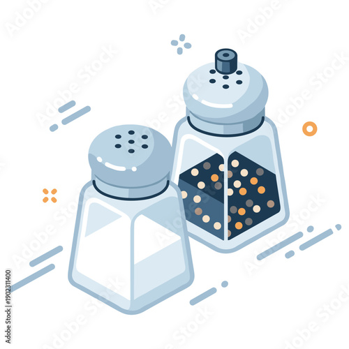 Salt and pepper shakers: simple geometric kitchen seasoning set