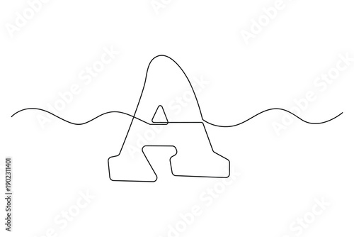 Continuous one line drawing of letter A alphabet illustration
