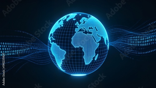 Digital globe with binary code