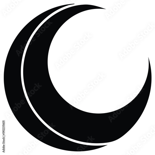 Stylized Crescent Moon Silhouette Symbol Icon Graphic Design Element