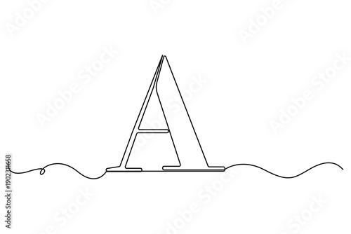 Continuous one line drawing of letter A alphabet illustration
