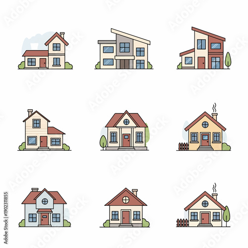 Variety of Cartoon Houses
