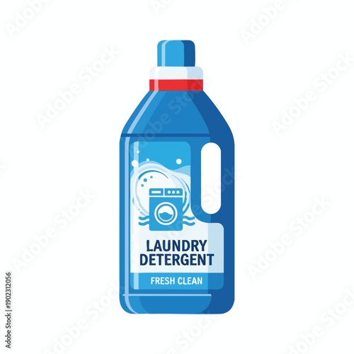 Blue Laundry Detergent Bottle with Fresh Clean Label