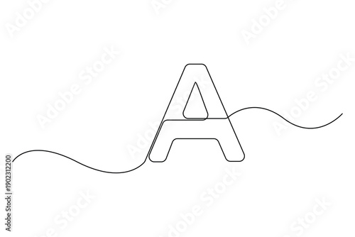 Continuous one line drawing of letter A alphabet illustration
