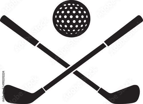 Wallpaper Mural Crossed golf clubs and golf ball black vector Torontodigital.ca