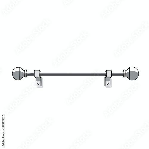 Modern Curtain Rod with Decorative End Caps