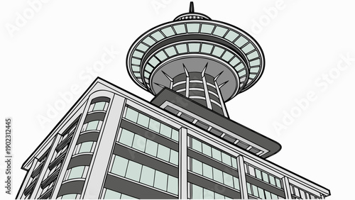 Modern office building with observation tower