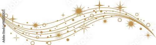 Golden Swirls of Sparkles and Stars, a Celestial Design Element