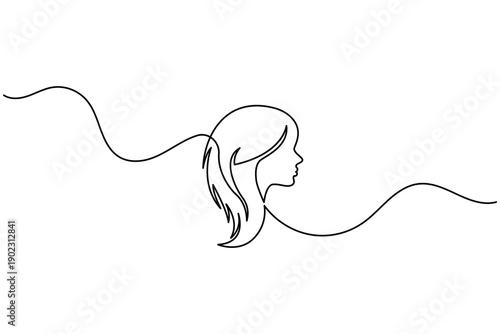 Woman profile continuous one line drawing minimal outline vector editable clean modern