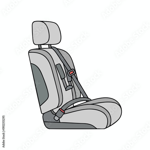 Car Seat Illustration with Safety Harness