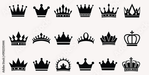 Crown icons set. Crown symbol collection. Vector illustration
