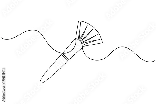 Makeup brush continuous one line drawing minimal outline vector editable clean modern