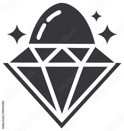 Sparkling diamond gem icon. Minimalist vector glyph of a precious stone.