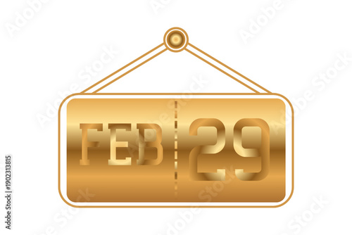 29 February calendar single day, week vector, illustration icon. golden and white color background calendar page vector for of the month February 29
