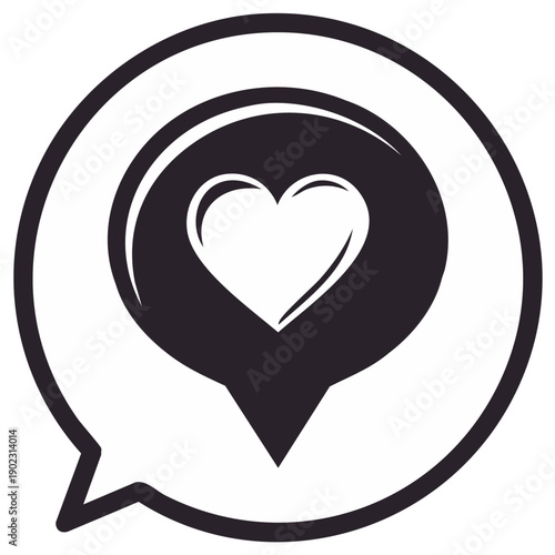 Social Media Speech Bubble with Heart Shape Icon for Love Notification