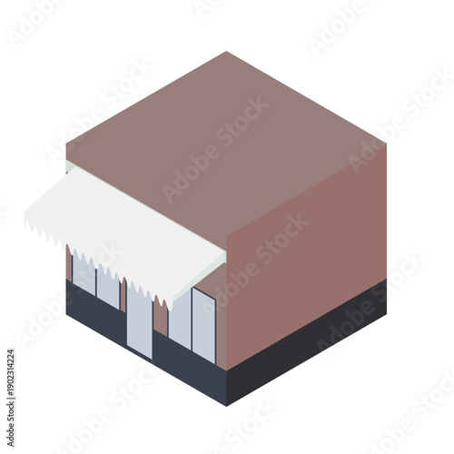 シンプルな店舗・ショップ・カフェの外観アイソメトリックイラスト