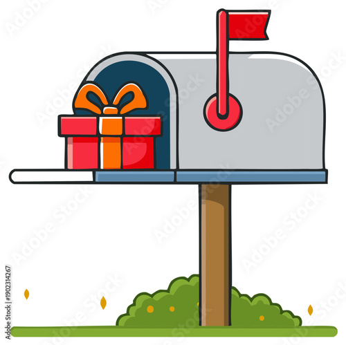 Animated Mailbox with Gift Box, Mail Delivery, Holiday Surprise