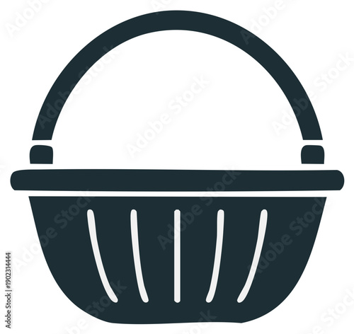 Simple illustration of a basket with a handle, vector design