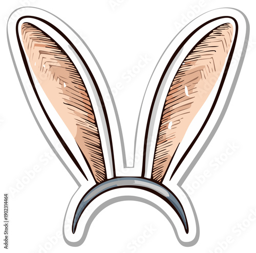 Hand Drawn Bunny Ears Headband with Sketchy Style and Soft Colors