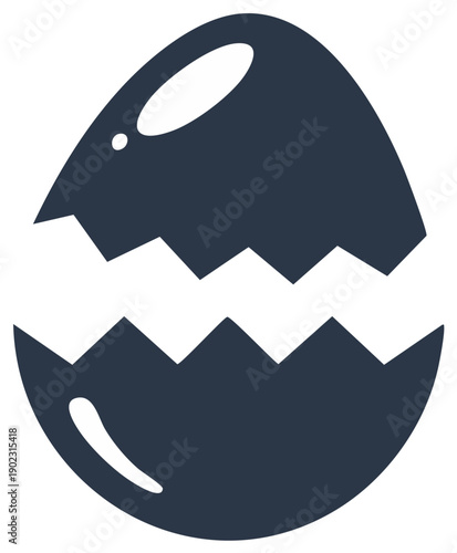 Graphic illustration of a cracked egg, representing new beginnings and hatching