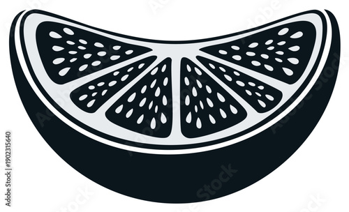 Stylized Silhouette of a Citrus Fruit Slice with Juicy Segments and Pith