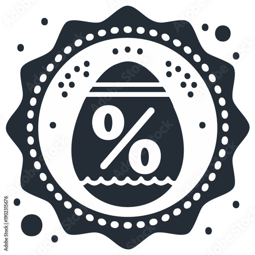 Easter Egg with Percentage Symbol inside Ornamental Round Frame