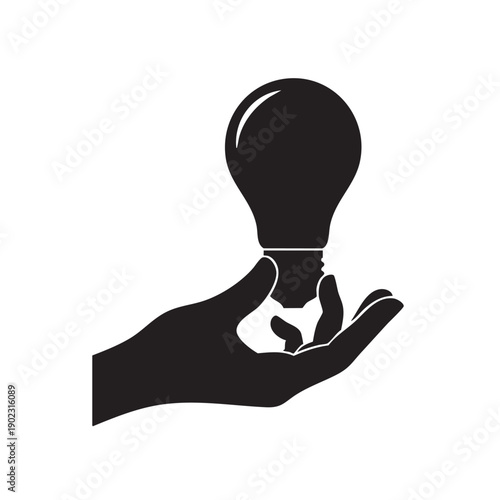 Hand holding light bulb isolated on white background representing an idea innovation and creative thinking or solutions to problems