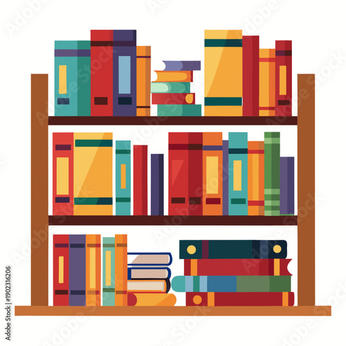 Colorful book collection on a wooden bookshelf