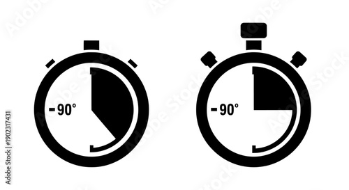 Stopwatch with angle and time, flat design vector illustration