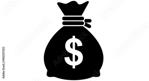 Money Bag Vector Illustration with Dollar Sign, Flat Design Graphic