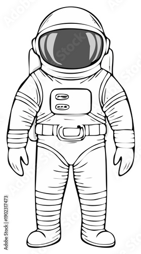 Stylized illustration of an astronaut in a protective suit with a helmet and backpack, ready for space exploration