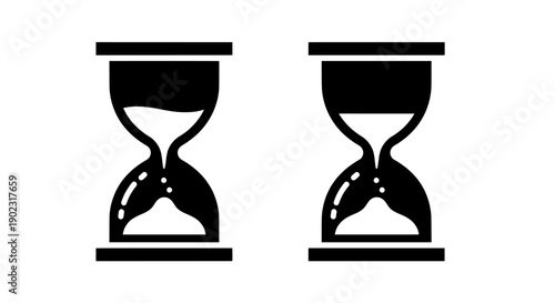 Hourglass set vector illustration, time passing concept, sand clock graphic