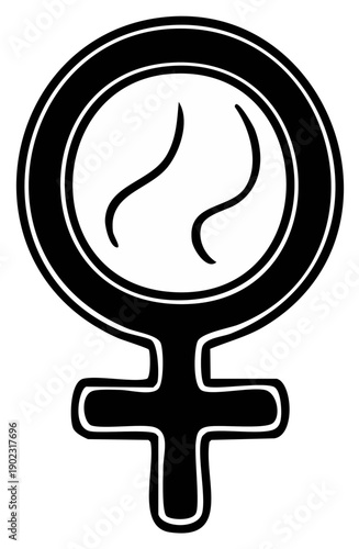 Stylized Venus symbol icon black and white representation of femininity and female power