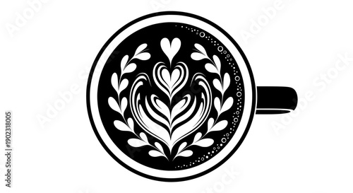 Coffee Latte Art Heart Vector Illustration Flat Design