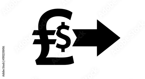 Pound Sterling to Dollar Currency Exchange, Arrow Vector Illustration