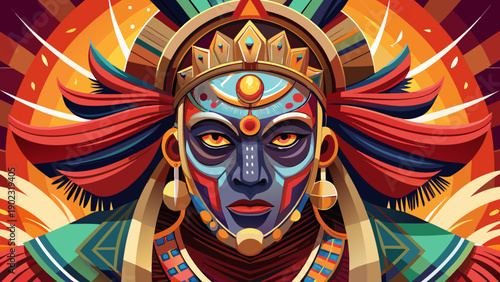 Very beautiful close-up of a Yoruba mask ceremony, capturing expressive craftsmanship, spiritual symbolism, and powerful cultural identity within traditional West African rituals.