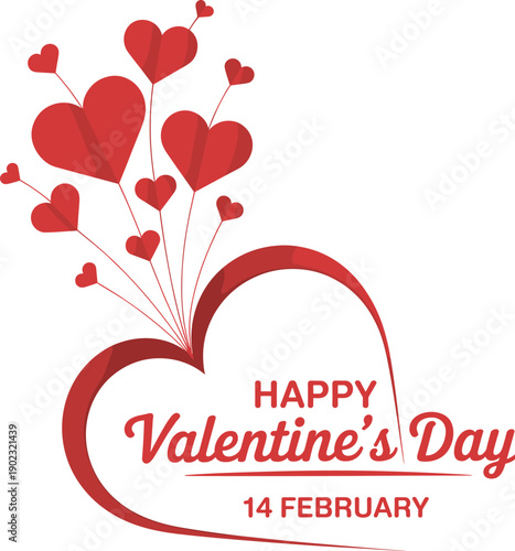 Valentine’s Day heart vector illustration, romantic love design with red hearts, festive greeting card art, February 14 celebration, holiday decoration graphic