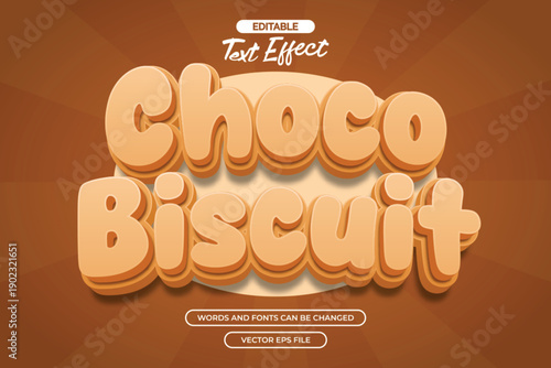 Choco biscuit editable text effect with 3d cartoon text style