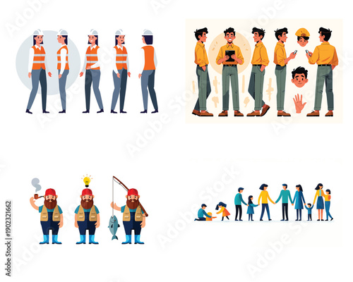 Collection of Diverse Character Illustrations for Animation and Design Projects